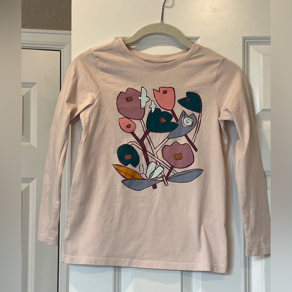 Like New: Tea Collection Floral Graphic Kids Shirt - Pink